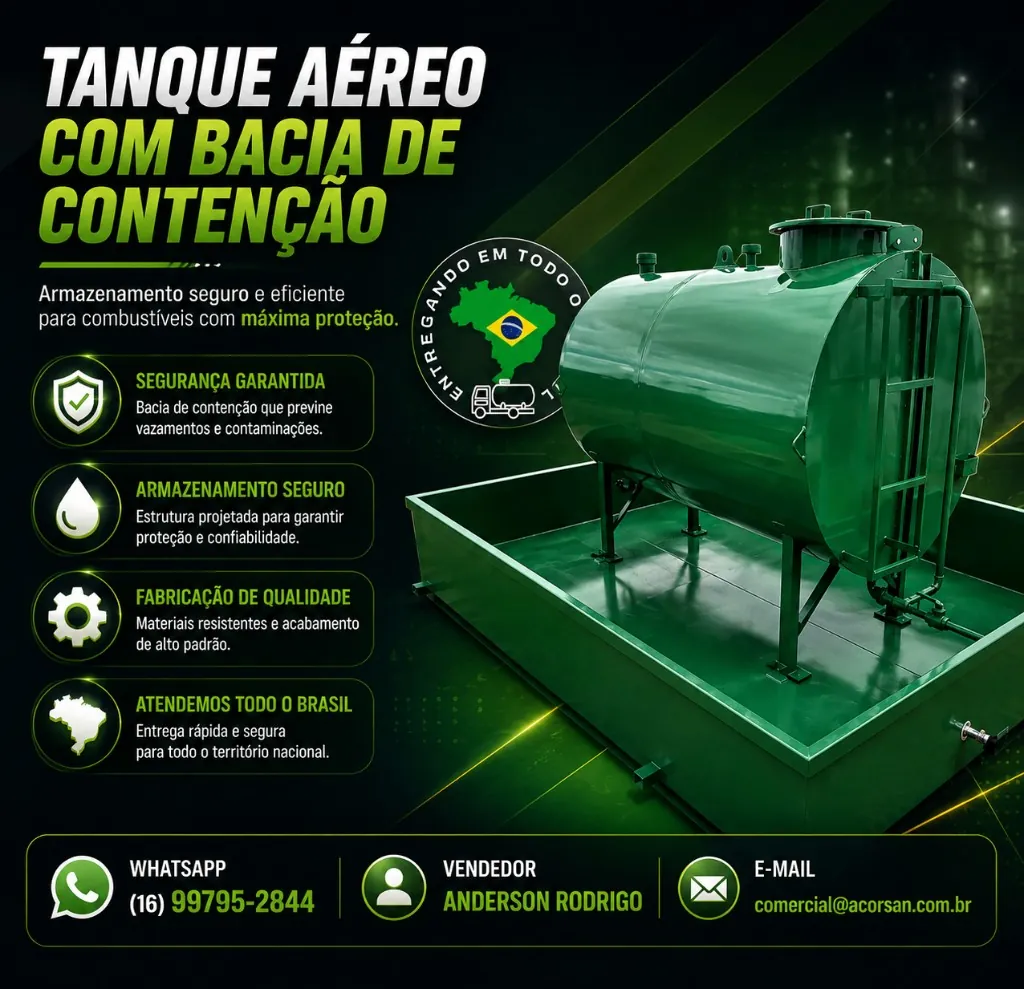 Tanque Aéreo Metálico com Pintura Anticorrosiva